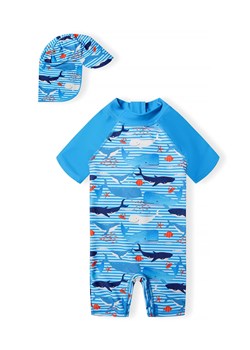 Niebieski kombinezon kąpielowy z filtrem UV i czapką - wieloryby ze sklepu 5.10.15 w kategorii Stroje kąpielowe dla niemowląt - zdjęcie 171546065