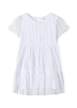 Biała tiulowa sukienka dziewczęca z błyszczącymi elementami ze sklepu 5.10.15 w kategorii Sukienki dziewczęce - zdjęcie 171546086