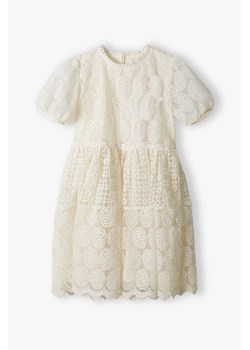 Elegancka koronkowa sukienka dla dziewczynki - ecru - Max&Mia ze sklepu 5.10.15 w kategorii Sukienki dziewczęce - zdjęcie 171546108