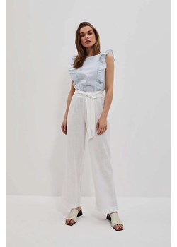 Białe spodnie damskie z prostą nogawką ze sklepu 5.10.15 w kategorii Spodnie damskie - zdjęcie 171546195