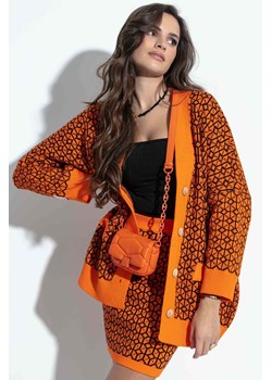 Pomarańczowy komplet sweterkowy - spódnica i kardigan ze sklepu 5.10.15 w kategorii Komplety i garnitury damskie - zdjęcie 171546199