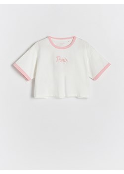 Reserved - T-shirt z nadrukiem - pastelowy róż ze sklepu Reserved w kategorii Bluzki dziewczęce - zdjęcie 171546989