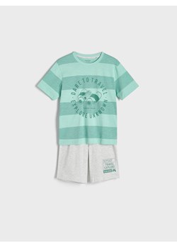 Reserved - Bawełniana piżama z nadrukiem - turkusowy ze sklepu Reserved w kategorii Piżamy dziecięce - zdjęcie 171547206
