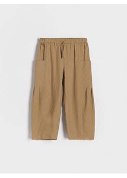 Reserved - Spodnie culotte z lnem - oliwkowy ze sklepu Reserved w kategorii Spodnie dziewczęce - zdjęcie 171547365