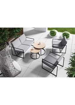 Zestaw mebli ogrodowych Sun 1 - sofa 2-osobowa 2 fotele stolik 2w1 metalowy szary czarny ze sklepu George Azzar w kategorii Zestawy mebli ogrodowych - zdjęcie 171548947