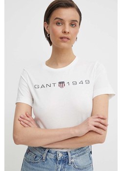 Gant t-shirt bawełniany damski kolor beżowy ze sklepu ANSWEAR.com w kategorii Bluzki damskie - zdjęcie 171549839