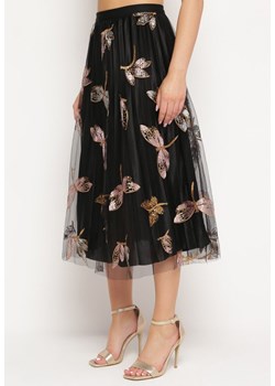 Czarna Spódnica z Gumką w Pasie Ozdobiona Cekinami Fiomella ze sklepu Born2be Odzież w kategorii Spódnice - zdjęcie 171552605
