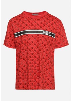 Czerwona Bawełniana Koszulka z Krótkim Rękawem i Nadrukiem Timamie ze sklepu Born2be Odzież w kategorii T-shirty męskie - zdjęcie 171552747