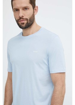 HUGO t-shirt bawełniany męski kolor niebieski gładki 50466158 ze sklepu ANSWEAR.com w kategorii T-shirty męskie - zdjęcie 171552807