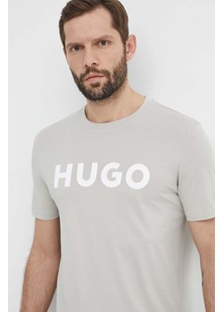 HUGO t-shirt bawełniany męski kolor szary z nadrukiem 50467556 ze sklepu ANSWEAR.com w kategorii T-shirty męskie - zdjęcie 171552815