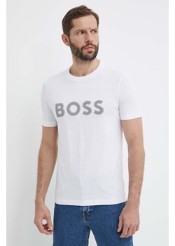 Boss Green t-shirt bawełniany męski kolor biały z nadrukiem 50512866 ze sklepu ANSWEAR.com w kategorii T-shirty męskie - zdjęcie 171552987