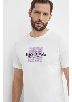 Marc O&apos;Polo t-shirt bawełniany męski kolor biały z nadrukiem 423201251076 ze sklepu ANSWEAR.com w kategorii T-shirty męskie - zdjęcie 171553016