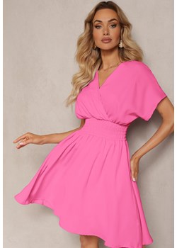Różowa Rozkloszowana Sukienka o Kopertowym Fasonie Assineda ze sklepu Renee odzież w kategorii Sukienki - zdjęcie 171553087