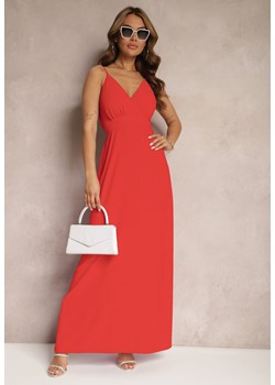 Czerwona Kopertowa Sukienka o Rozkloszowanym Fasonie na Ramiączkach Piavana ze sklepu Renee odzież w kategorii Sukienki - zdjęcie 171553097