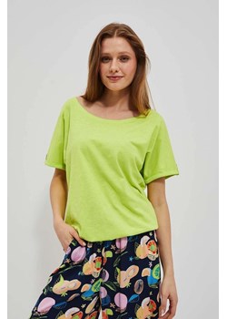 Seledynowy gładki t-shirt damski ze sklepu 5.10.15 w kategorii Bluzki damskie - zdjęcie 171553476