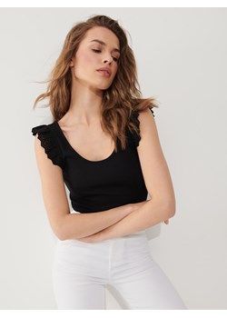 Mohito - Czarna bluzka z ażurowymi wstawkami - czarny ze sklepu Mohito w kategorii Bluzki damskie - zdjęcie 171554208