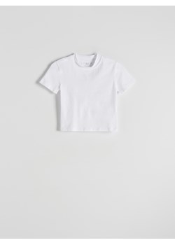 Reserved - Krótki t-shirt ze stójką - biały ze sklepu Reserved w kategorii Bluzki damskie - zdjęcie 171556619