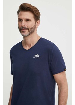 Alpha Industries t-shirt bawełniany męski kolor granatowy gładki ze sklepu ANSWEAR.com w kategorii T-shirty męskie - zdjęcie 171558237