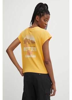 Napapijri t-shirt bawełniany S-Tahi damski kolor żółty NP0A4HOJY1J1 ze sklepu ANSWEAR.com w kategorii Bluzki damskie - zdjęcie 171558317