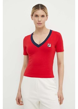 Fila t-shirt Ludhiana damski kolor czerwony FAW0749 ze sklepu ANSWEAR.com w kategorii Bluzki damskie - zdjęcie 171558965