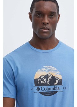 Columbia t-shirt bawełniany Path Lake męski kolor niebieski z nadrukiem 1934814 ze sklepu PRM w kategorii T-shirty męskie - zdjęcie 171559816