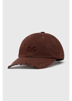 424 czapka z daszkiem Distressed Baseball Hat kolor brązowy gładka FF4SMY01CP-TE003.770 ze sklepu PRM w kategorii Czapki z daszkiem męskie - zdjęcie 171559938
