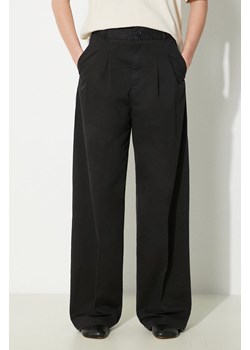Carhartt WIP spodnie bawełniane Leola Pant kolor czarny szerokie high waist I033147.8906 ze sklepu PRM w kategorii Spodnie damskie - zdjęcie 171560317