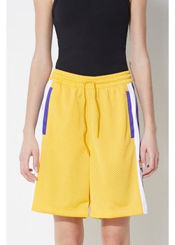 adidas Originals szorty damskie kolor żółty wzorzyste high waist IS2471 ze sklepu PRM w kategorii Szorty - zdjęcie 171560385