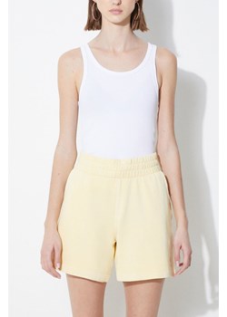 adidas Originals szorty bawełniane kolor żółty gładkie high waist IT4286 ze sklepu PRM w kategorii Szorty - zdjęcie 171560389