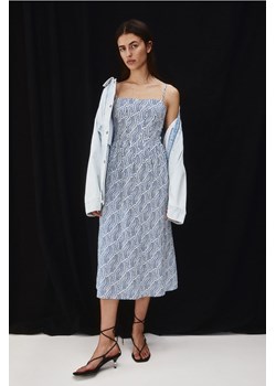 H & M - Sukienka midi z domieszką lnu - Niebieski ze sklepu H&M w kategorii Sukienki - zdjęcie 171560555