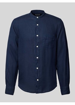 Koszula lniana z kieszenią na piersi i wyhaftowanym logo ze sklepu Peek&Cloppenburg  w kategorii Koszule męskie - zdjęcie 171560809