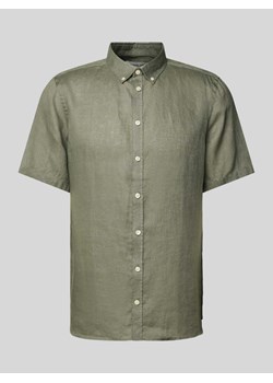 Koszula lniana z kołnierzykiem typu button down model ‘Anton’ ze sklepu Peek&Cloppenburg  w kategorii Koszule męskie - zdjęcie 171560826