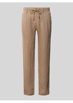 Spodnie o kroju tapered fit z lnu model ‘LOUIS’ ze sklepu Peek&Cloppenburg  w kategorii Spodnie męskie - zdjęcie 171562829