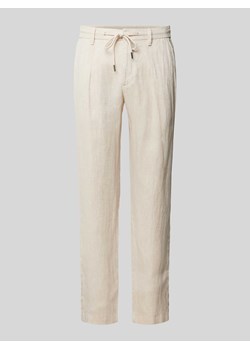 Spodnie o kroju tapered fit z lnu model ‘LOUIS’ ze sklepu Peek&Cloppenburg  w kategorii Spodnie męskie - zdjęcie 171562839
