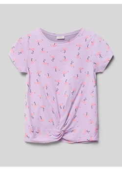 T-shirt z nadrukowanym motywem na całej powierzchni i wiązanym detalem ze sklepu Peek&Cloppenburg  w kategorii Bluzki dziewczęce - zdjęcie 171563086