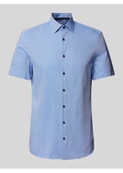 Koszula biznesowa o kroju slim fit z drobnym wzorem i kołnierzykiem typu kent ze sklepu Peek&Cloppenburg  w kategorii Koszule męskie - zdjęcie 171563496