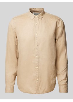 Koszula lniana o kroju regular fit z wyhaftowanym logo ze sklepu Peek&Cloppenburg  w kategorii Koszule męskie - zdjęcie 171564016