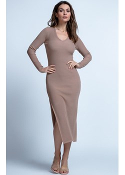 Sukienka midi z rozporkiem mocca F1847, Kolor mocca, Rozmiar XS/S, Fobya ze sklepu Primodo w kategorii Sukienki - zdjęcie 171566476