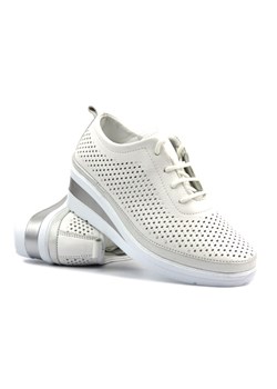 Sneakersy, półbuty damskie na koturnie - Helios1304.31, biało-srebrne ze sklepu ulubioneobuwie w kategorii Półbuty damskie - zdjęcie 171566826