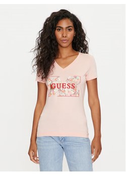Guess T-Shirt W4GI23 J1314 Różowy Slim Fit ze sklepu MODIVO w kategorii Bluzki damskie - zdjęcie 171568296