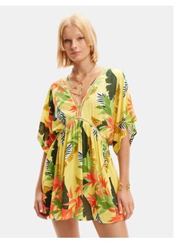 Desigual Sukienka plażowa Tropical Party 24SWMW23 Żółty Loose Fit ze sklepu MODIVO w kategorii Odzież plażowa - zdjęcie 171568548