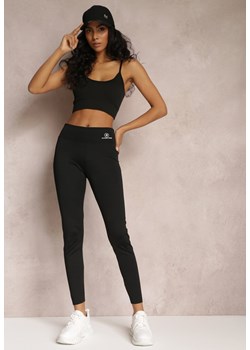 Czarne Legginsy z Gumką w Talii z Długimi Nogawkami Somys ze sklepu Renee odzież w kategorii Spodnie damskie - zdjęcie 171569706