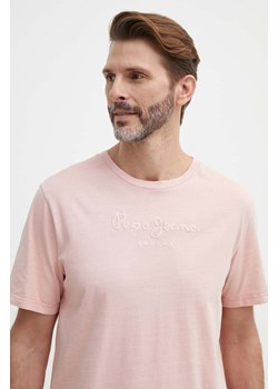 Pepe Jeans t-shirt bawełniany męski kolor różowy z aplikacją ze sklepu ANSWEAR.com w kategorii T-shirty męskie - zdjęcie 171576226