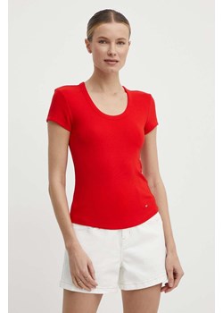 Tommy Hilfiger t-shirt damski kolor czerwony WW0WW41776 ze sklepu ANSWEAR.com w kategorii Bluzki damskie - zdjęcie 171579357