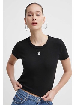 HUGO t-shirt damski kolor czarny 50512000 ze sklepu ANSWEAR.com w kategorii Bluzki damskie - zdjęcie 171579389