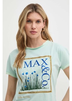 MAX&amp;Co. t-shirt bawełniany x FATMA MOSTAFA damski kolor zielony 2416941018200 ze sklepu ANSWEAR.com w kategorii Bluzki damskie - zdjęcie 171579468