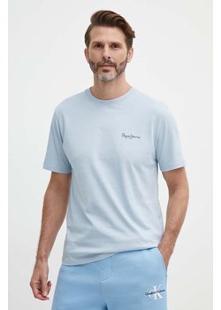 Pepe Jeans t-shirt bawełniany SINGLE CLIFORD męski kolor niebieski z nadrukiem PM509367 ze sklepu ANSWEAR.com w kategorii T-shirty męskie - zdjęcie 171579578