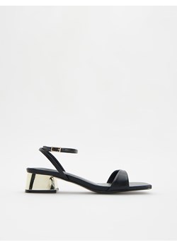 Reserved - Skórzane sandały na klocku - czarny ze sklepu Reserved w kategorii Sandały damskie - zdjęcie 171580316