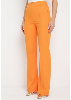 Pomarańczowe Garniturowe Spodnie z Szerokimi Nogawkami i Gumką w Pasie Leilma ze sklepu Born2be Odzież w kategorii Spodnie damskie - zdjęcie 171581787