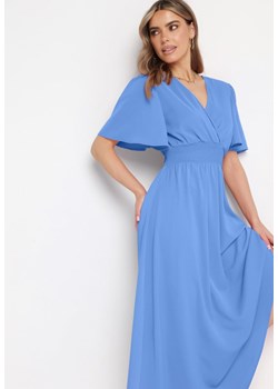 Niebieska Sukienka z Rozkloszowanymi Rękawami Gumką w Pasie i Wiązaniem na Plecach Larielle ze sklepu Born2be Odzież w kategorii Sukienki - zdjęcie 171582257